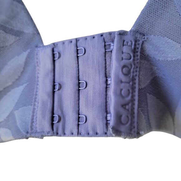 Cacique Modern Invisible Back Smoother Bra 38DDD Blue Leaf Print Underwire Full - Picture 6 of 8